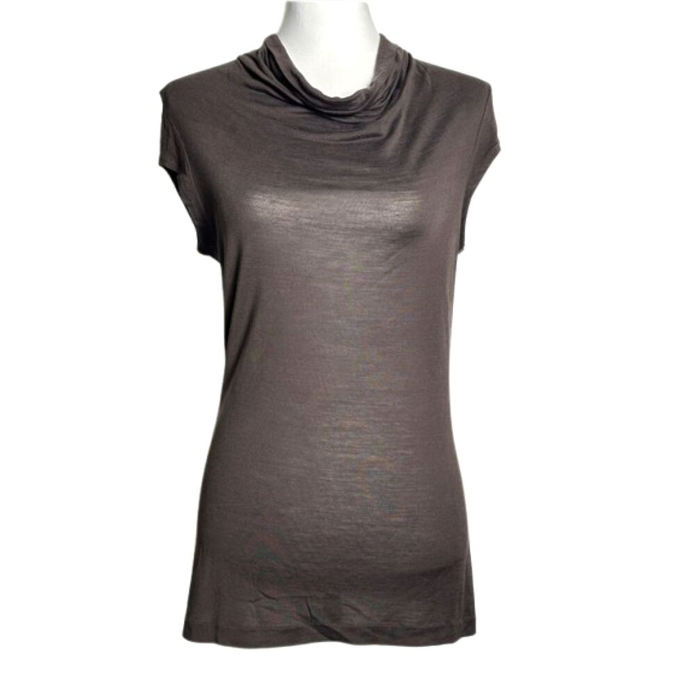 Banana Republic Womens Silk Cowl Neck Sheer Top Small Layer Transitional Brown
